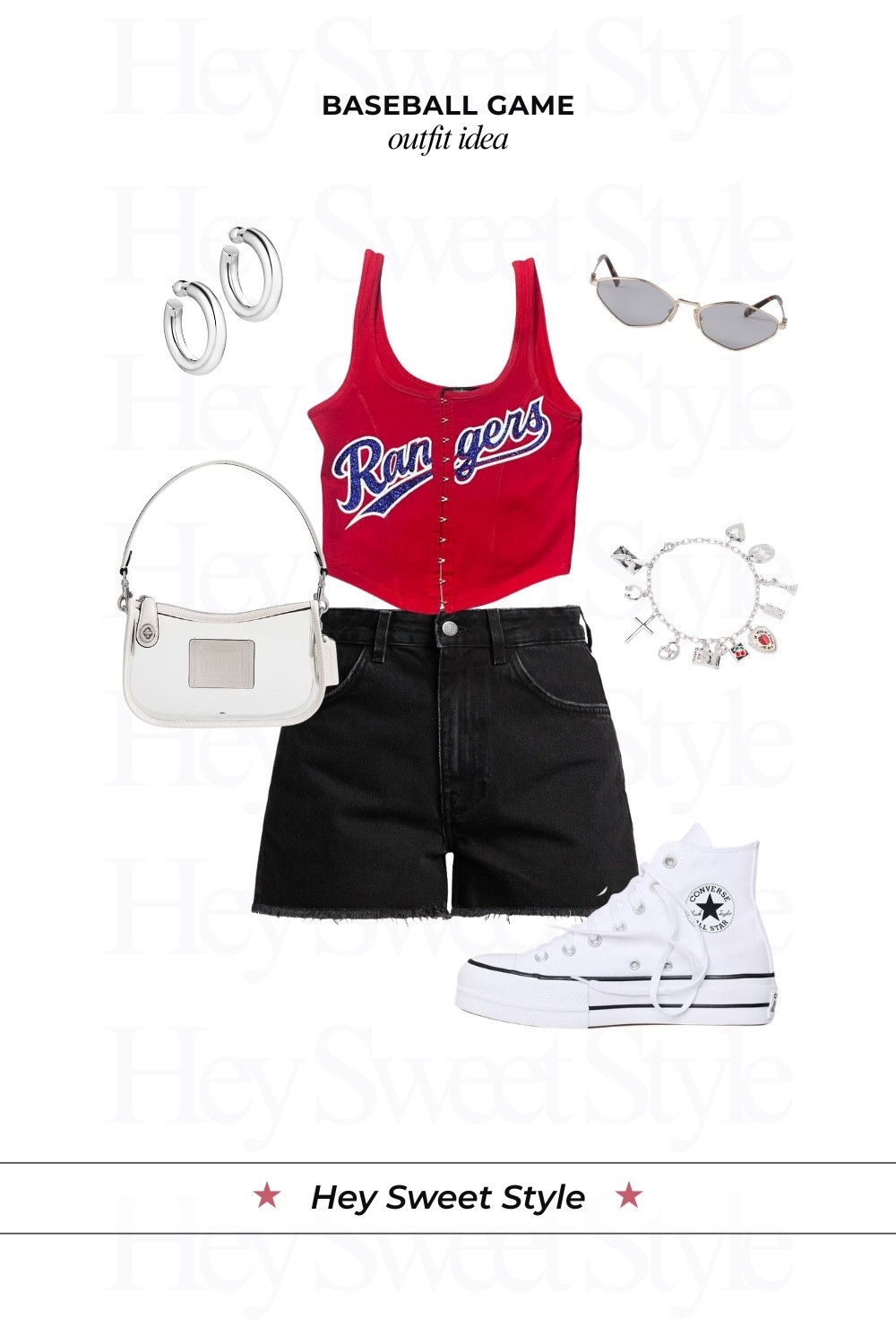 Rangers top + black shorts | 12 Baseball Game Outfit Ideas ⚾ 
