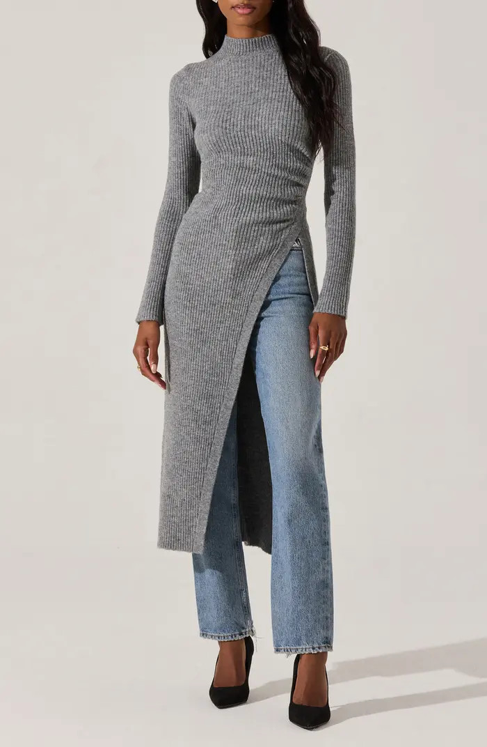 ASTR the Label Mock Neck Rib Longline Sweater | Nordstrom | Nordstrom