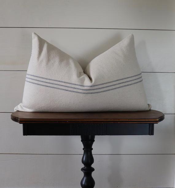 Grain Sack Lumbar Pillow Cover  Farmhouse Lumbar Pillow Cover | Etsy | Etsy (US)