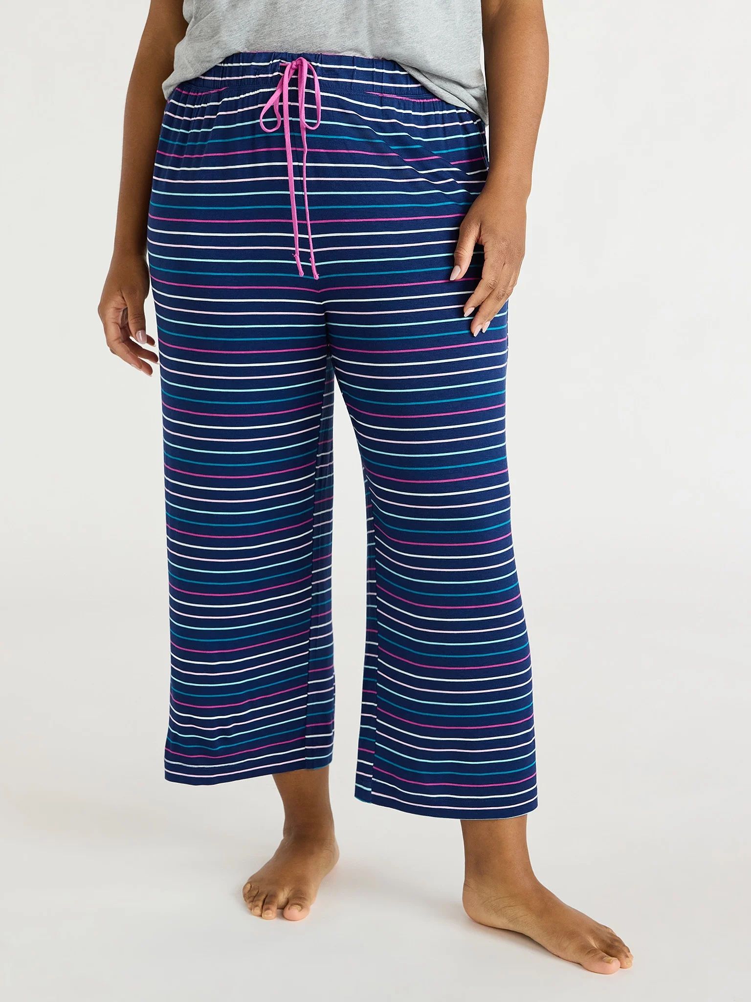 Joyspun Women's Cropped Knit Sleep Pants, Sizes S to 3X - Walmart.com | Walmart (US)