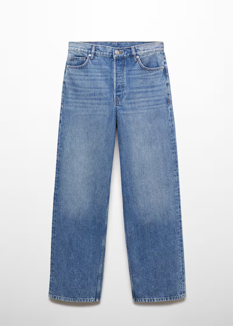Wideleg mid-rise jeans -  Women | Mango United Kingdom | MANGO (UK)