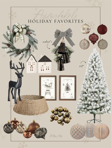 Affordable Christmas decor! Flocked tree, wreath, reindeer, tree collar, holiday art, bells, ornaments, tree decor

#walmart #target #walmartholiday 

#LTKhome #LTKHoliday #LTKunder50