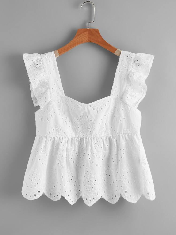 SHEIN Ruffle Trim Schiffy Top | SHEIN