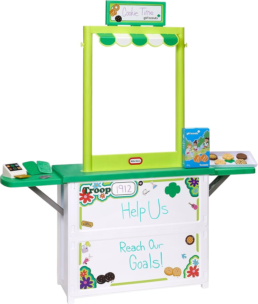 Amazon.com: Little Tikes Girl Scout Cookie Booth with 19 Accessories, Cookie Selling Pretend Play... | Amazon (US)