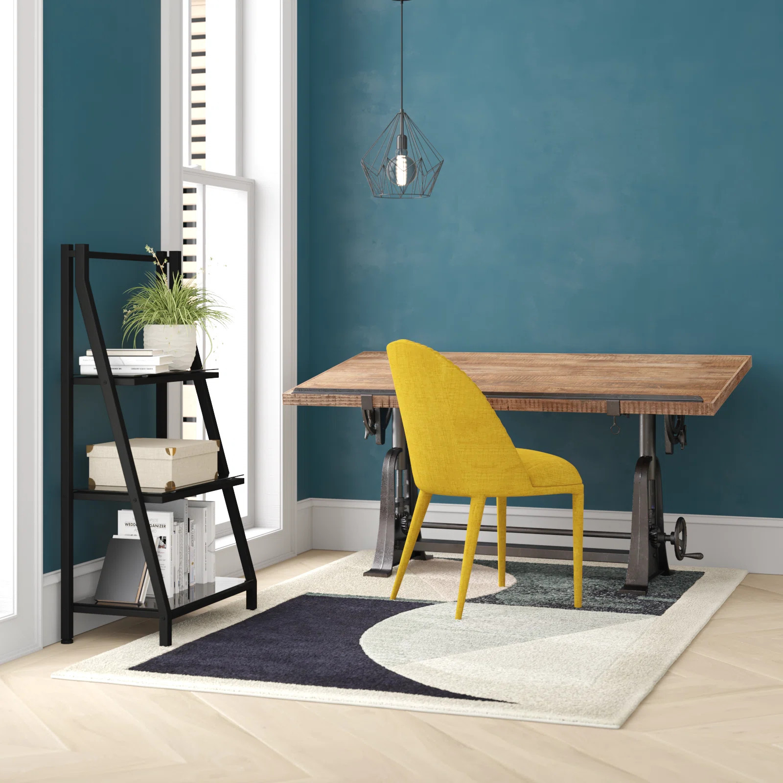 Teak Wood Drafting Style Desk with Tilting Top and Crank Height Adjustment | Wayfair North America