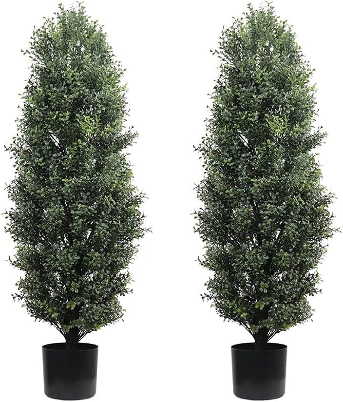 40'' Artificial Cypress Tree Column Milan Outdoor Potted Topiary Greenery Home Set of 2 | Amazon (US)