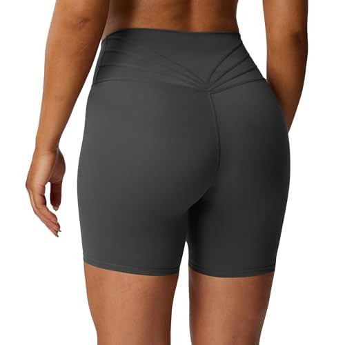 Aoxjox Trinity Workout Biker Shorts for Women Tummy Control High Waisted Exercise Athletic Gym Running Yoga Short 6" (Iron Grey, XX-Large) | Amazon (US)