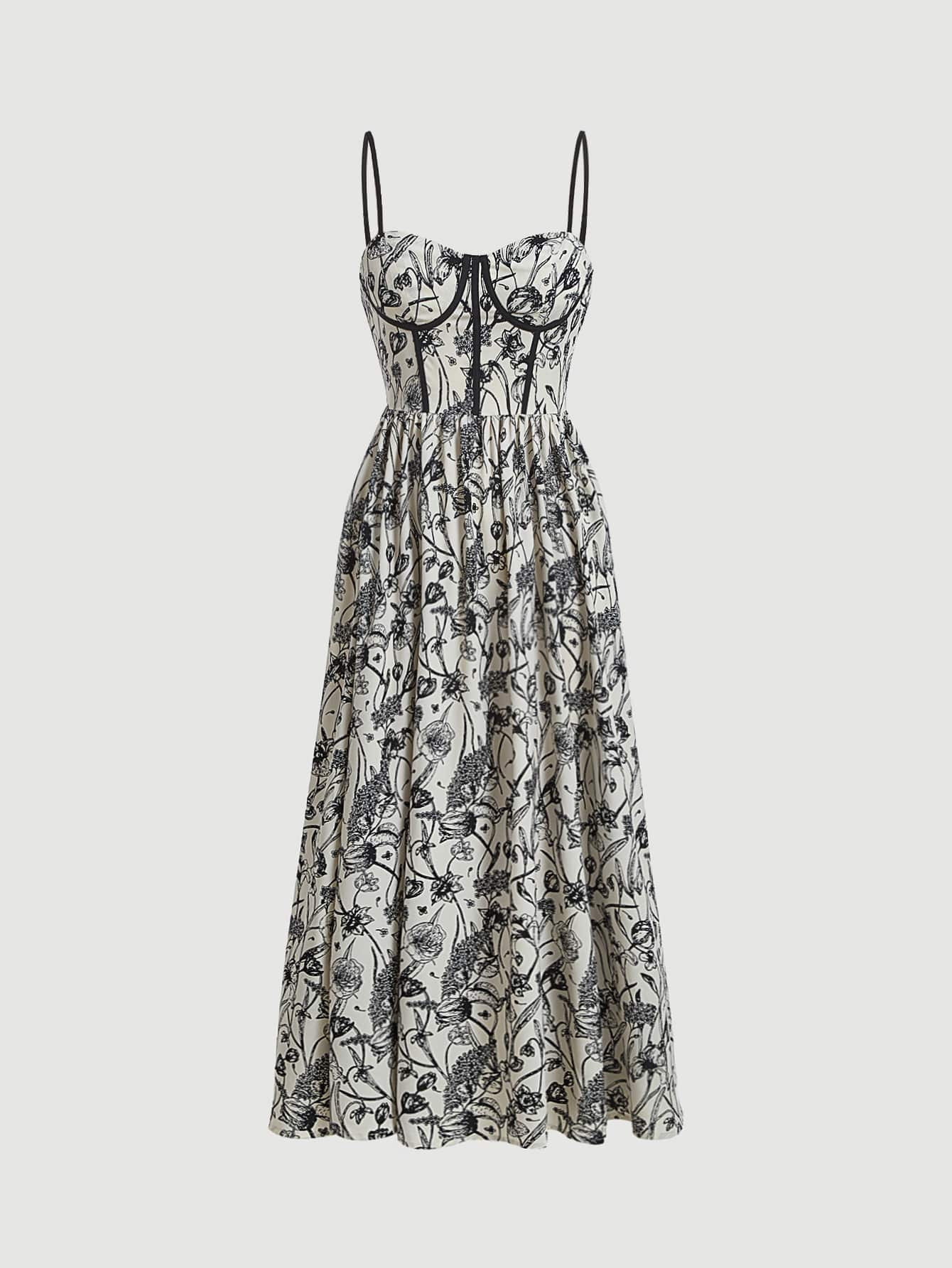 SHEIN MOD Floral Print Contrast Binding Cami Dress | SHEIN