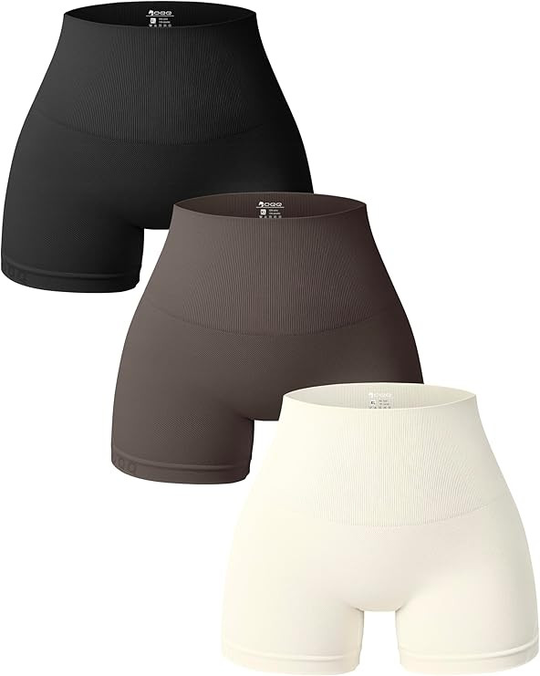 OQQ Women 3 Piece Yoga Shorts High Waist Seamless Workout Exercise Shorts Leggings | Amazon (US)