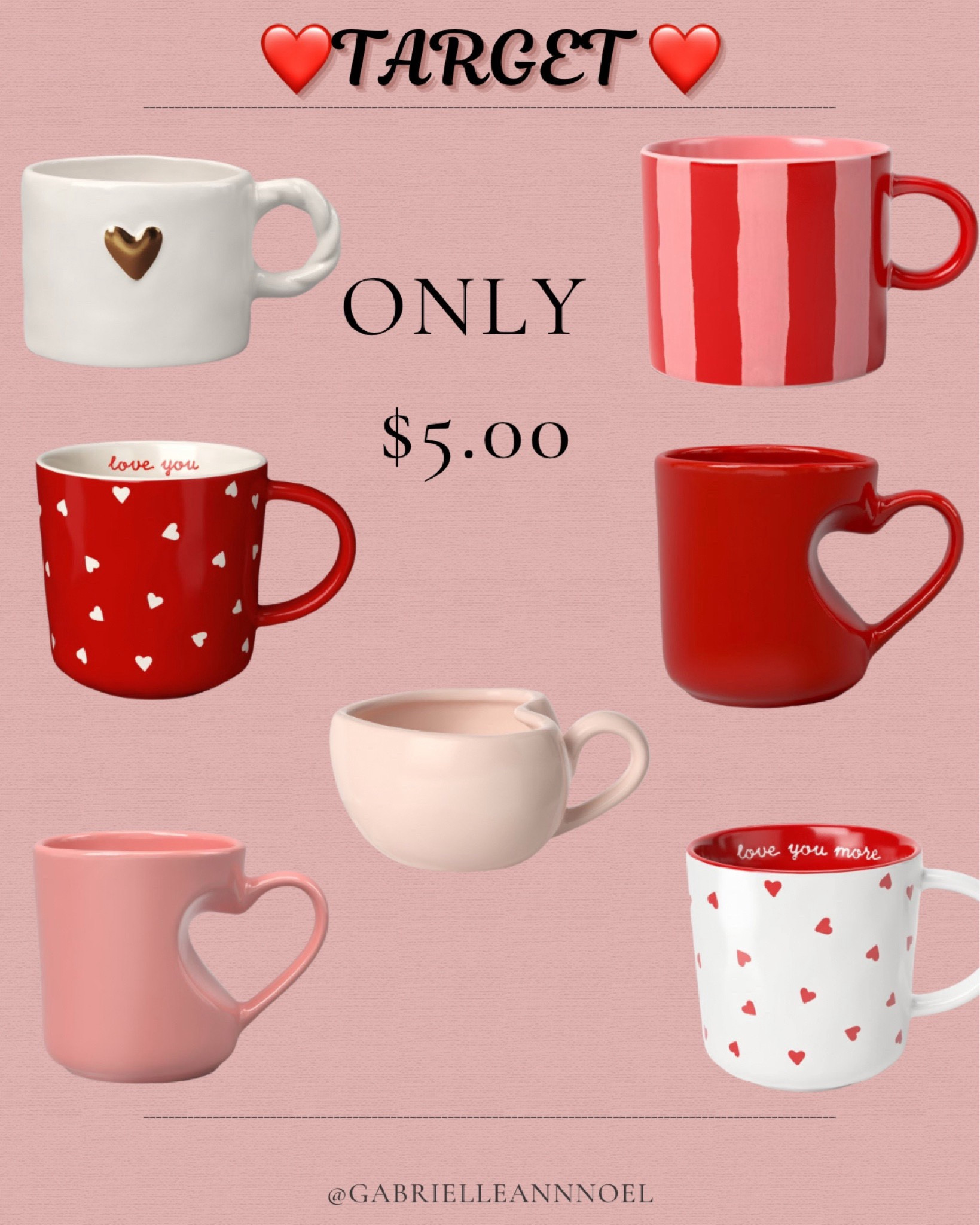 I looove the mugs! I have the red with the white hearts and the pink with heart handle ones. ❤️🫶🩷 They’re so affordable. Valentine’s Day coffee mugs but they’ll work for anytime not just Vday! 

#coffeemugs #targetfinds #dailyfinds

#LTKSaleAlert #LTKSeasonal #LTKGiftGuide

#LTKSeasonal #LTKGiftGuide #LTKHome
