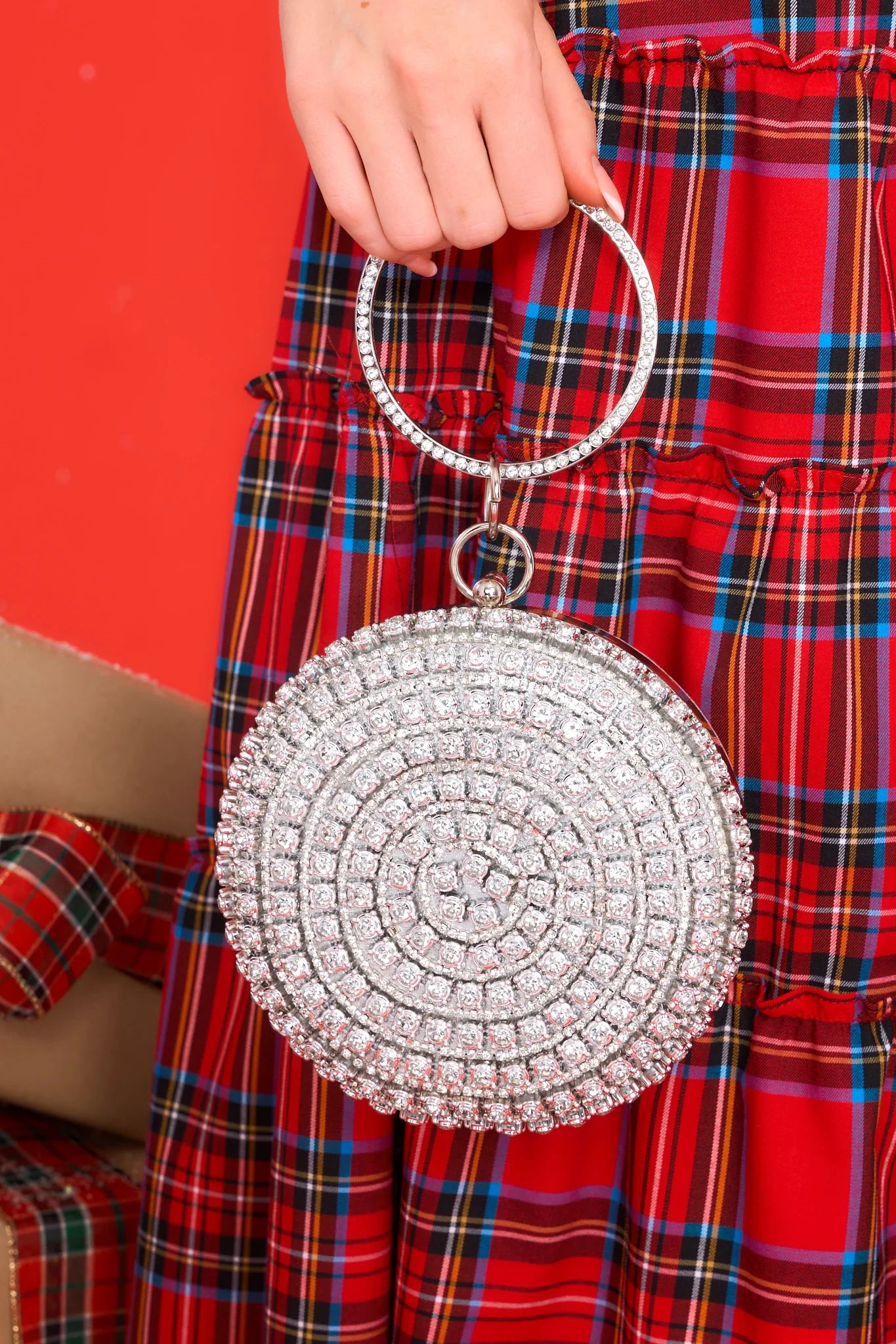 Something Different Round Silver Bag | Red Dress 