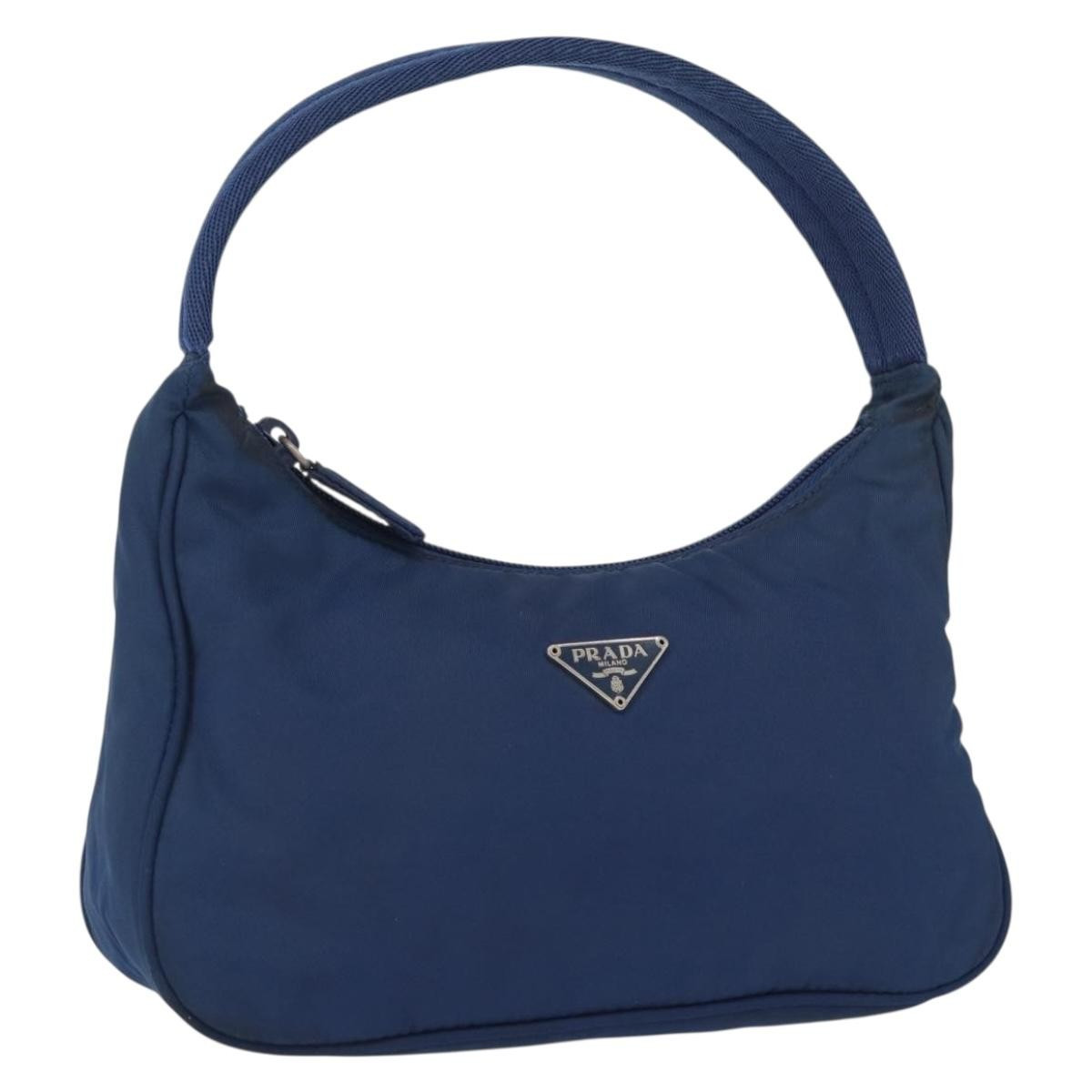 PRADA Hand Bag Nylon Blue Silver Auth 161409 | eBay US