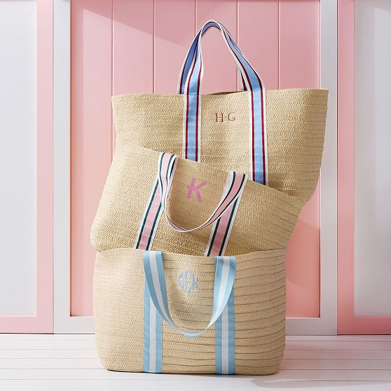 Oversized Ribbon Straw Beach Tote | Mark and Graham