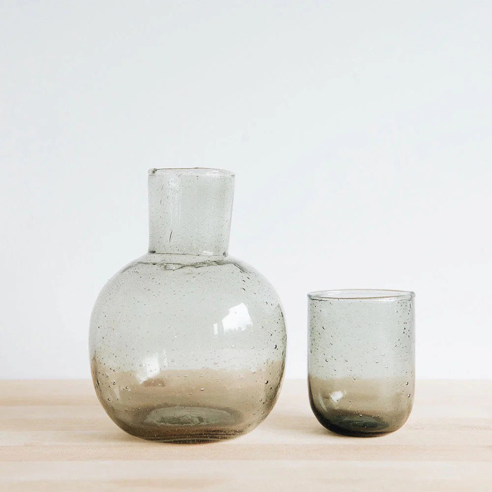 Hand-blown Carafe & Cup - Deep Sage | Roan Iris