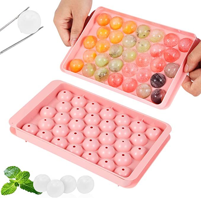 Ice Cube Trays For Freezer, Ice Ball Maker Mold Mini circle Round Ice Cube Mold with Lid 1.2in X ... | Amazon (US)