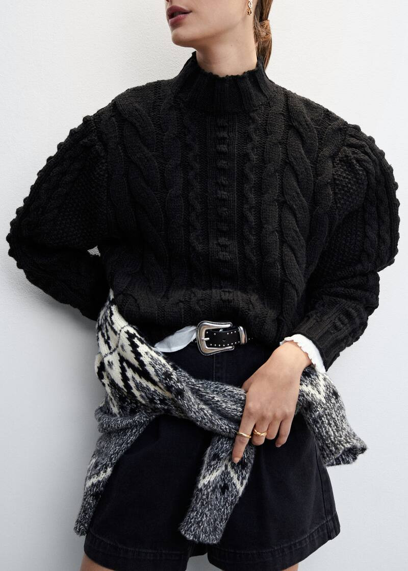 Braided turtleneck sweater | MANGO (US)