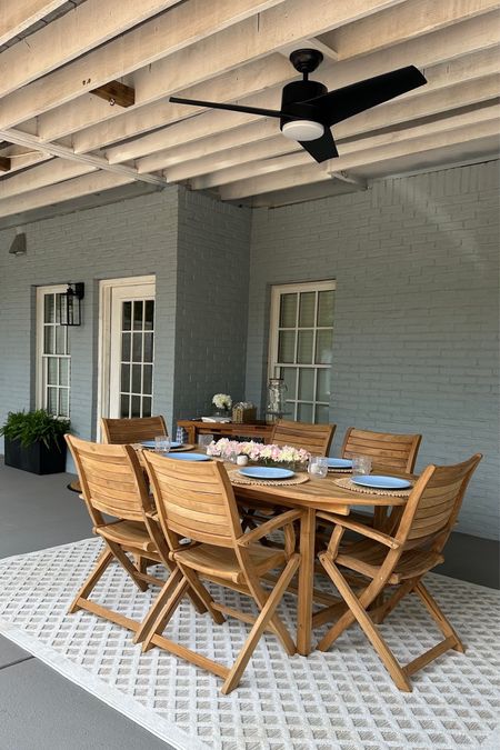 Wow I can’t believe how much BETTER this outdoor dining space looks! Here are ALL the links for everything I used! 🤩 The blue place settings really stands out on the wooden outside dining table set. Follow along as I continue to transform my backyard! @livingononepercent

#LTKHome #LTKStyleTip #LTKSeasonal