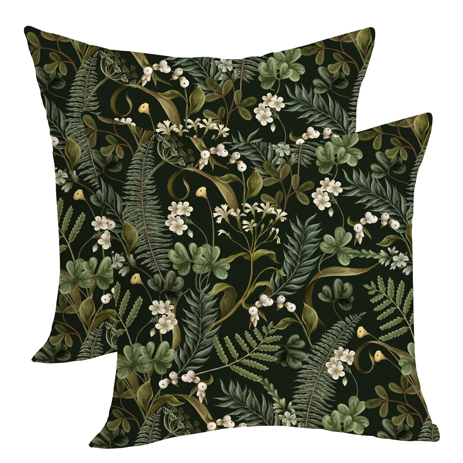 Spring Pillow Covers 18x18 Pack of 2 Green Herbs Botanical Wildflower Throw Pillow Covers,Summer ... | Amazon (US)