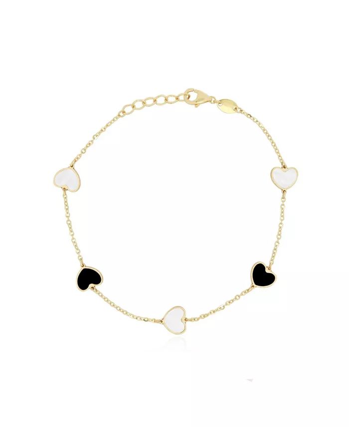 Mother of Pearl and Onyx Heart Station Bracelet | Macy's