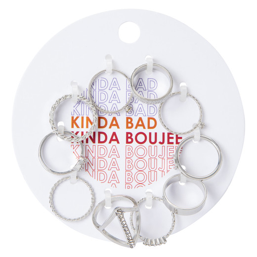 kinda boujee' 10-piece silver ring set | Five Below