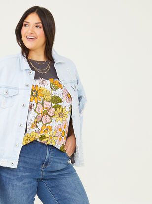 Retro Flower Graphic Tee in Charcoal | Arula | Arula