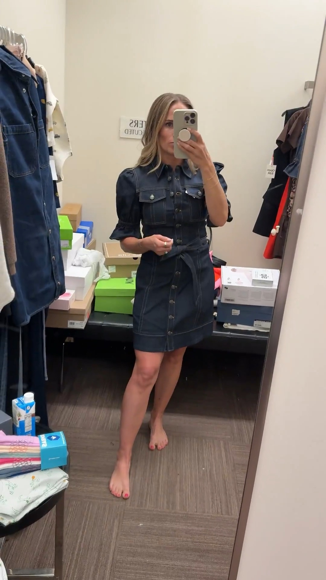 I’m on the fence about this denim dress because the sleeves are a little aggressive and it’s tugging in some areas. Although it is very flattering so I’m wondering if sizing up to a 2 may help.

#LTKStyleTip #LTKSaleAlert