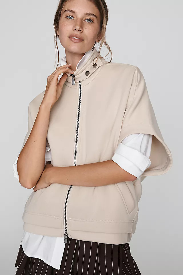 Short-Sleeve Funnel-Neck Zip-Up Sweatshirt | Anthropologie (US)