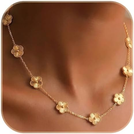 Billet-doux 18k Gold Plated 10-Motif Clovers Necklace for Women, Perfect Valentine's Day Gifts fo... | Amazon (US)