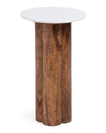 14x24 Solid Marble Top And Wood Accent Table | Marshalls