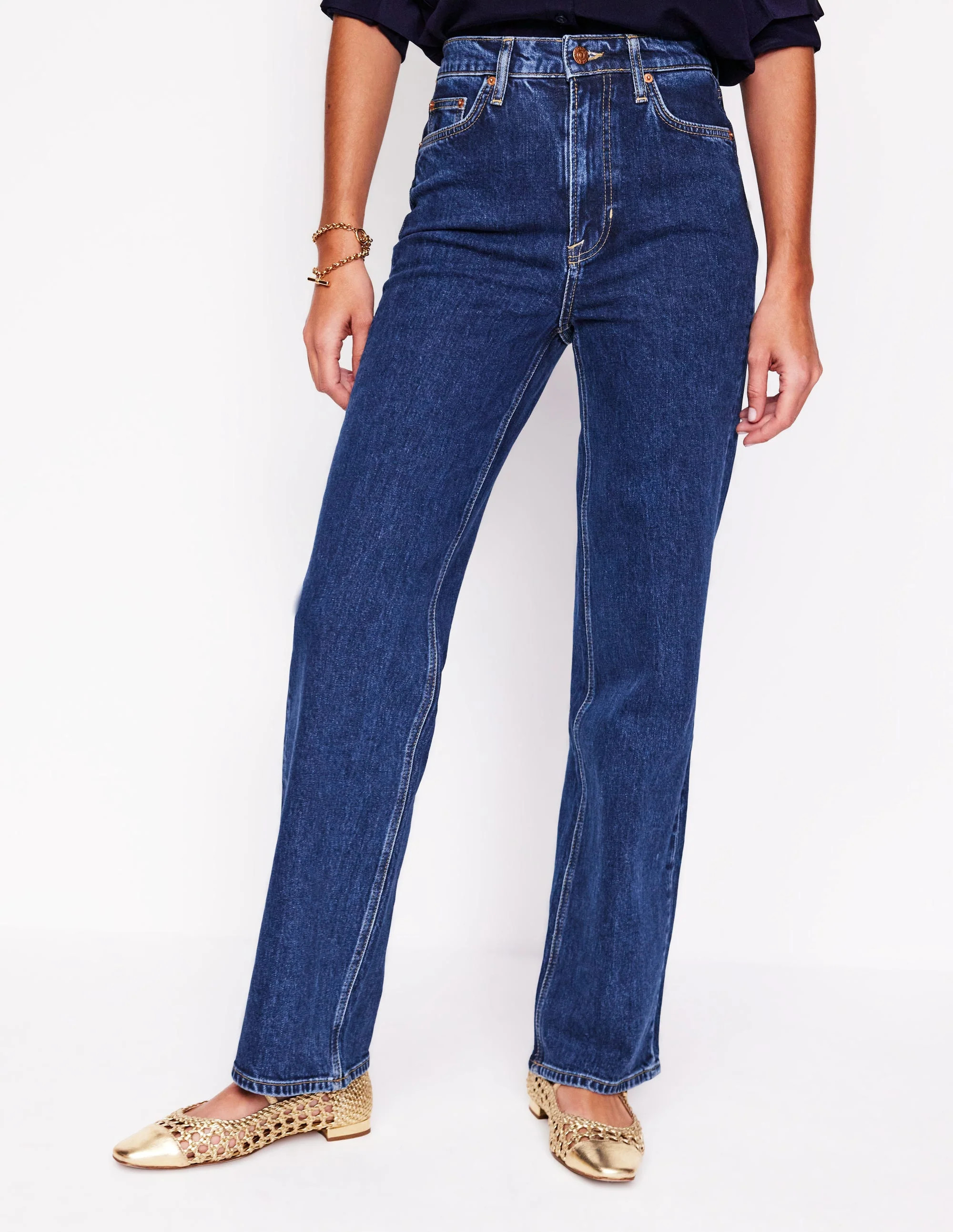 High Rise Column Leg Jeans-Dark Vintage | Boden UK