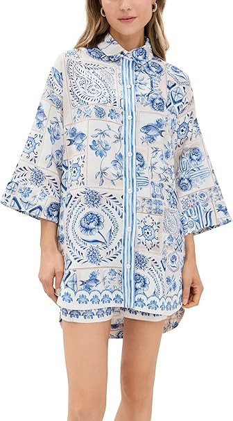 AGUA BENDITA Women's Chrissy Azure Top | Amazon (US)