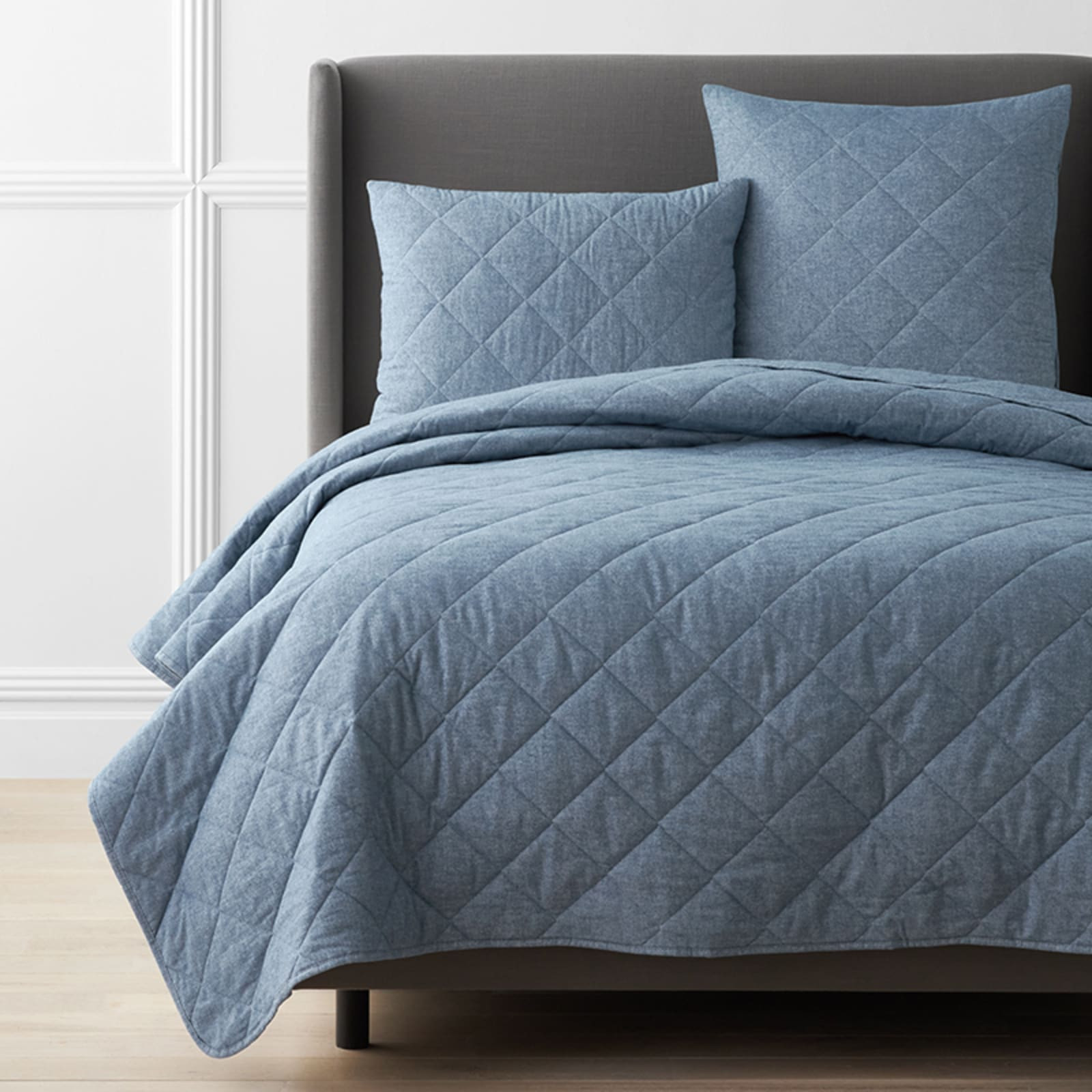 Bromley Premium Ultra-Cozy Flannel Coverlet - Denim, Full | The Company Store