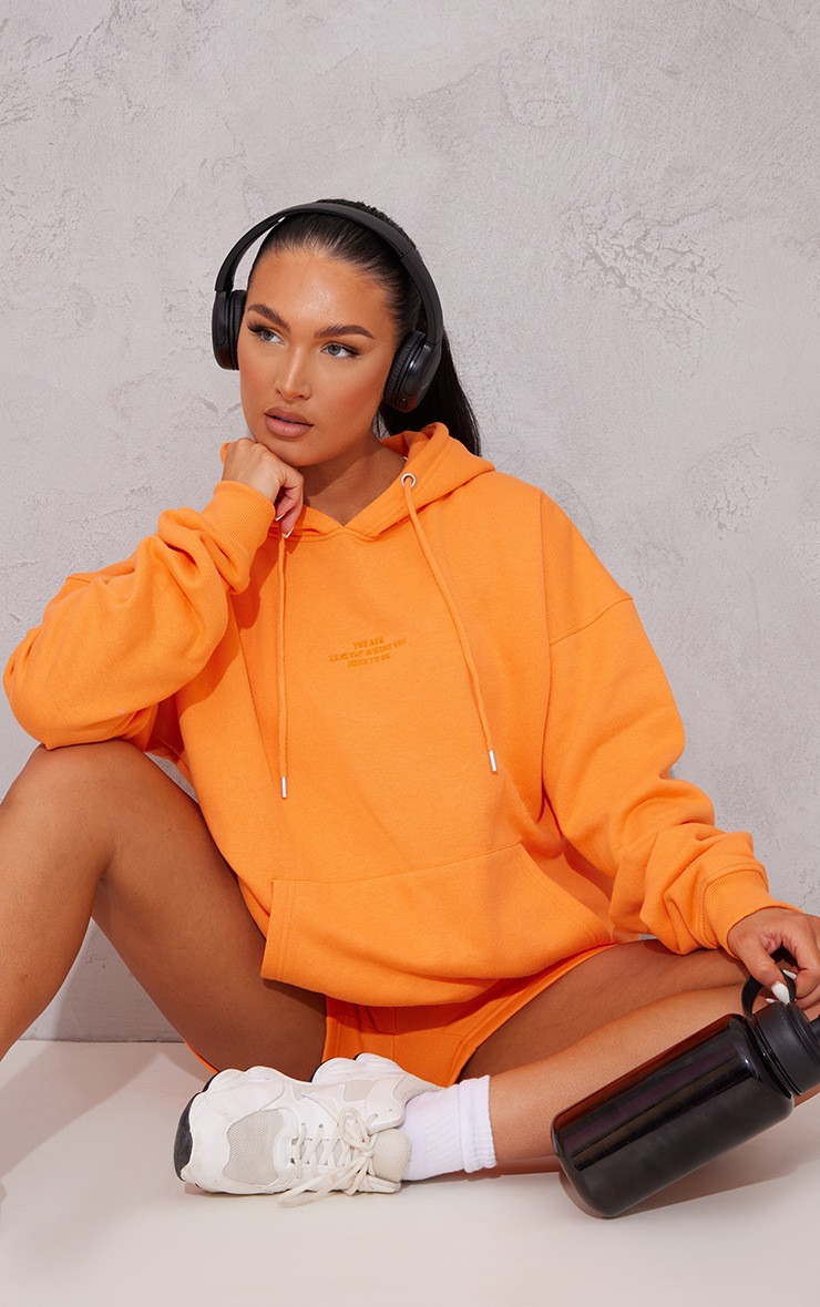 Bright Orange Graphic Oversized Hoodie | PrettyLittleThing US