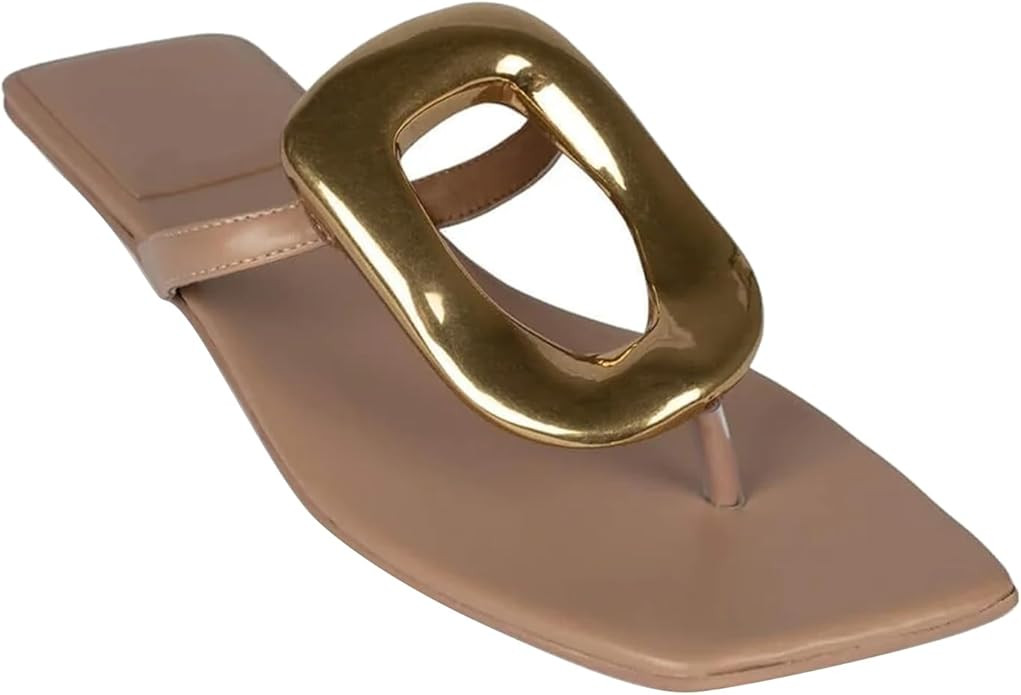 Flip Flop Sandals for Women Flat Thong Sandals Slip on Square Toe Slide Slipper Comfort Dressy Me... | Amazon (US)