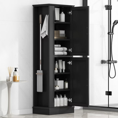 TIRAMISUBEST Tall Bathroom Storage Cabinet, Freestanding Storage Cabinet with Hook and Adjustable Shelf, MDF Board | Target