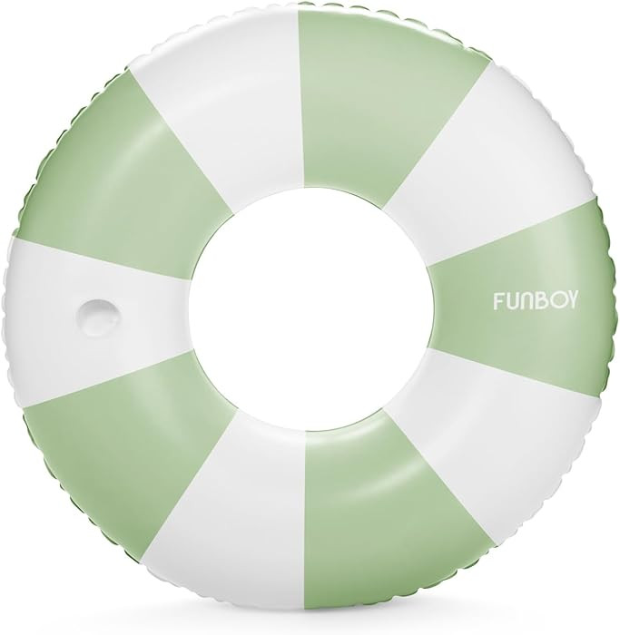 FUNBOY Giant Vintage Green Stripe Inflatable Tube Pool Float with Cup Holder 48" | Large Pool Flo... | Amazon (US)