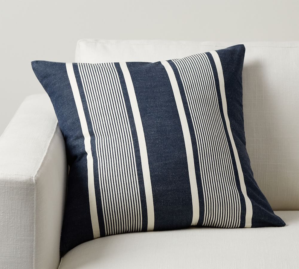 Asher Striped Pillow Cover, 20&amp;quot; x 20&amp;quot;, Ink Multi | Pottery Barn (US)