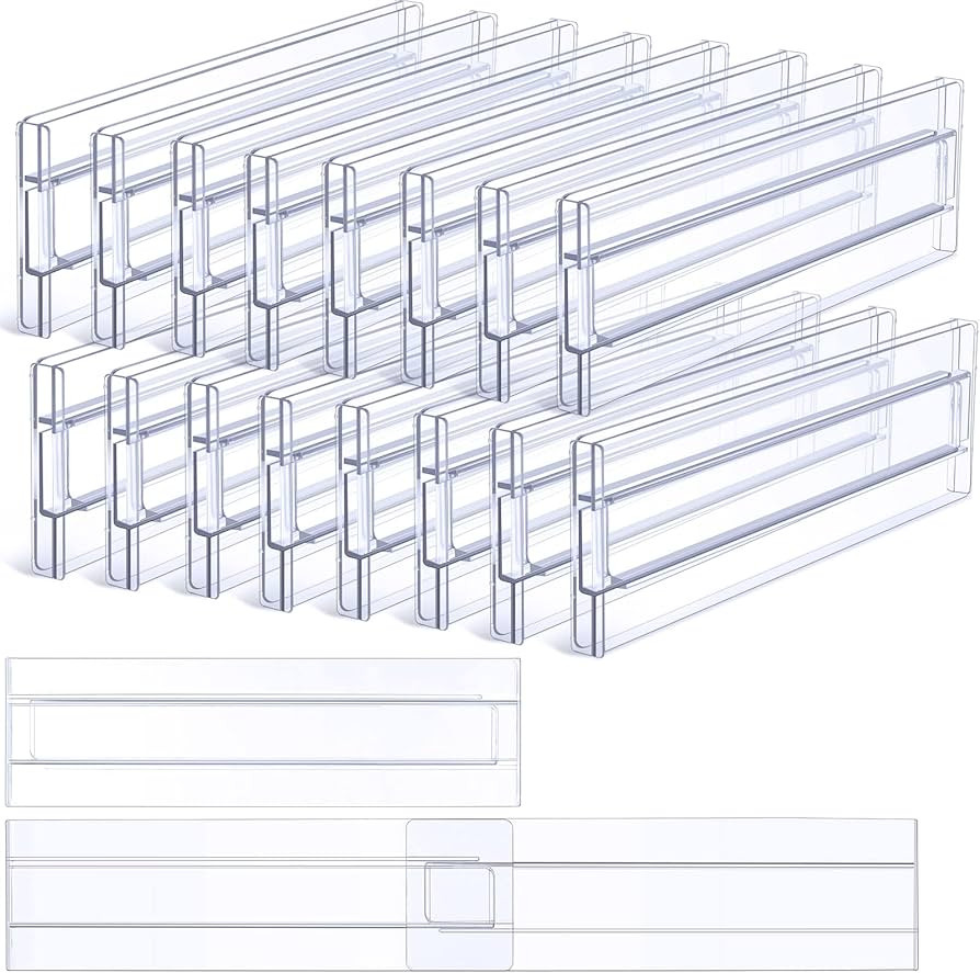 Marsui 18 Pack Clear Drawer Dividers Organizer 3.2" High Adjustable Expandable from 11-19" Plasti... | Amazon (US)