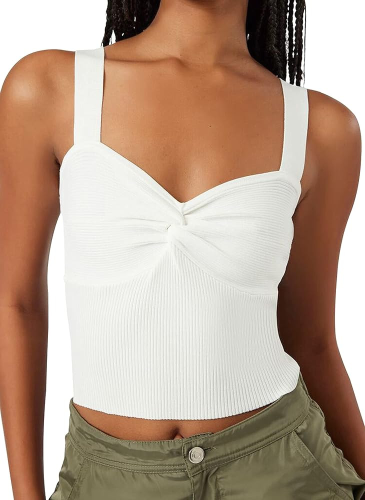 PICPUNMAK Women Twist Knot Sweetheart Neck Crop Tank Tops Sleeveless Backless Knitted Cropped Ves... | Amazon (US)