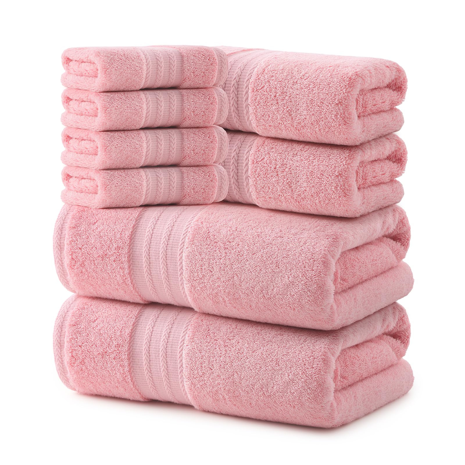 REDKISS Pink Towel Set of 8-100% Cotton Luxury Bath Towels Set for Bathroom, 600 GSM Highly Absor... | Amazon (US)