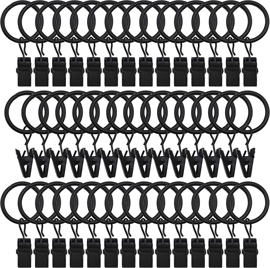 46 Pack Curtain Rings with Clips 1 inch Internal Diameter Decorative Drapery Rustproof Vintage Co... | Amazon (US)