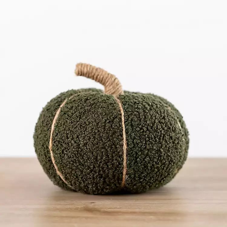 Dark Green Sherpa Harvest Plush Pumpkin, 4.5 in. | Kirkland's Home