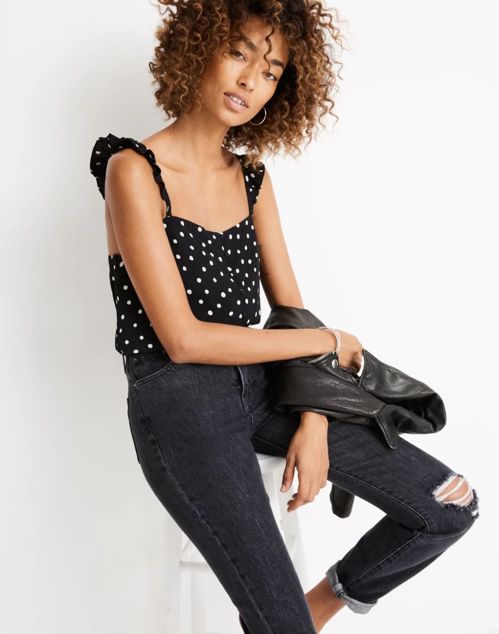 Ruffle-Strap Cami Top in Painted Dots | Madewell