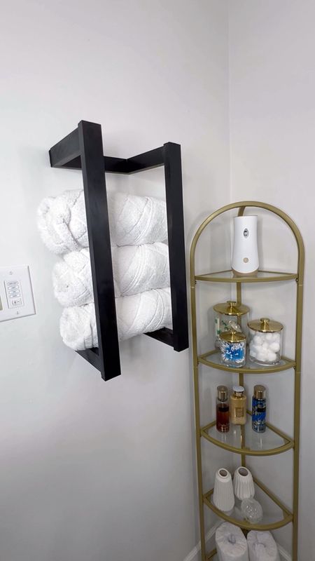 Bathroom towel rack! I spruced up and organized my towels with this DIY towel rack! Sharing a few similar options! 

#LTKhome #LTKsalealert #LTKVideo