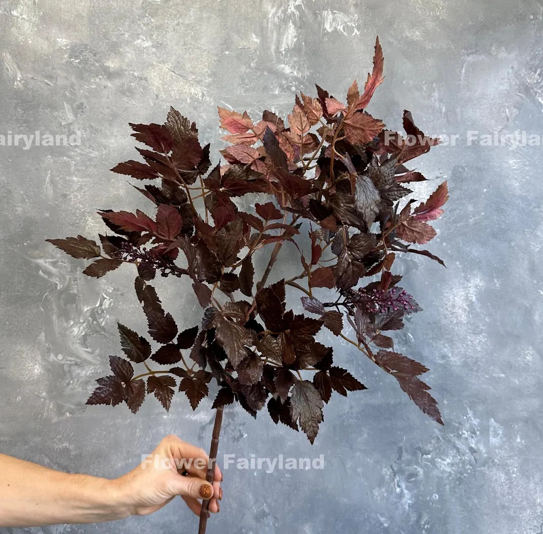 34.5" Faux Cimicifuga Hillside Black Beauty Plant Leaf Branch - Seeded Artificial Plant - Plum Pu... | Etsy (US)