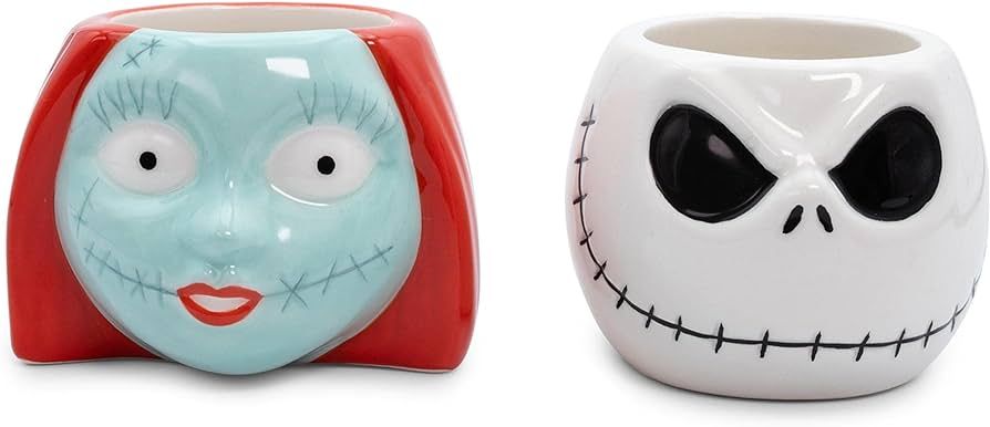 Silver Buffalo Disney The Nightmare Before Christmas Jack & Sally Sculpted Mini Mugs, Set of 2 | ... | Amazon (US)