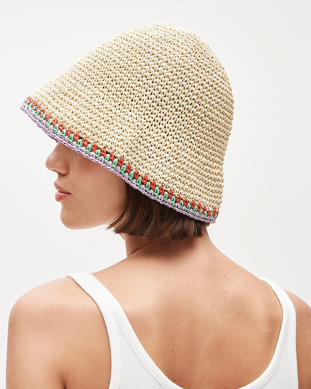 Straw bucket hat with crochet trim | J. Crew US