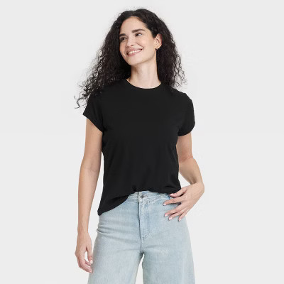 Women's Short Sleeve Crewneck T-Shirt - Universal Thread™ Black XL: 100% Cotton, Relaxed Fit, Crew Neck, Jersey Fabric, Machine Washable | Target