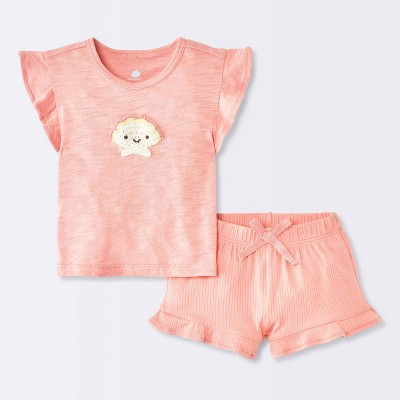 Baby Girls' Crochet Sea Shell T-Shirt and Shorts Set - Cloud Island