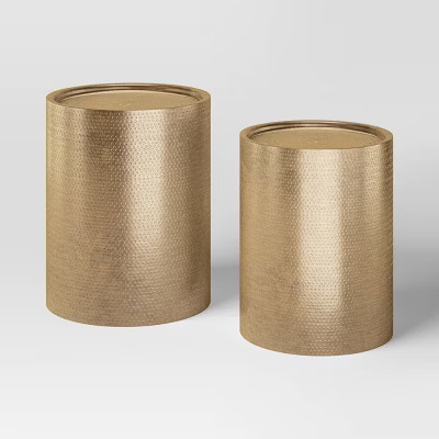 Manila Nesting Tables - Threshold™: Gold-Tone Metal, Hand-Carved, No Assembly Required | Target